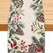 Christmas Winter Table Runner, Holly Berry Pine Cone Needle Branch Table Runners Xmas Seasonal Holiday Table Decorations for Farmhouse Kitchen Dinning Home Party Decor 13x72in